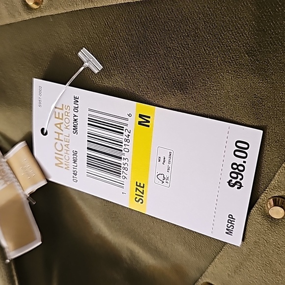 Michael Kors NWT Green Shirt Size M - Picture 3 of 6